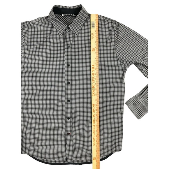 Travis Mathew Plaid Button Up Long Sleeve Mens Shirt Size M Black Grey - Picture 4 of 8